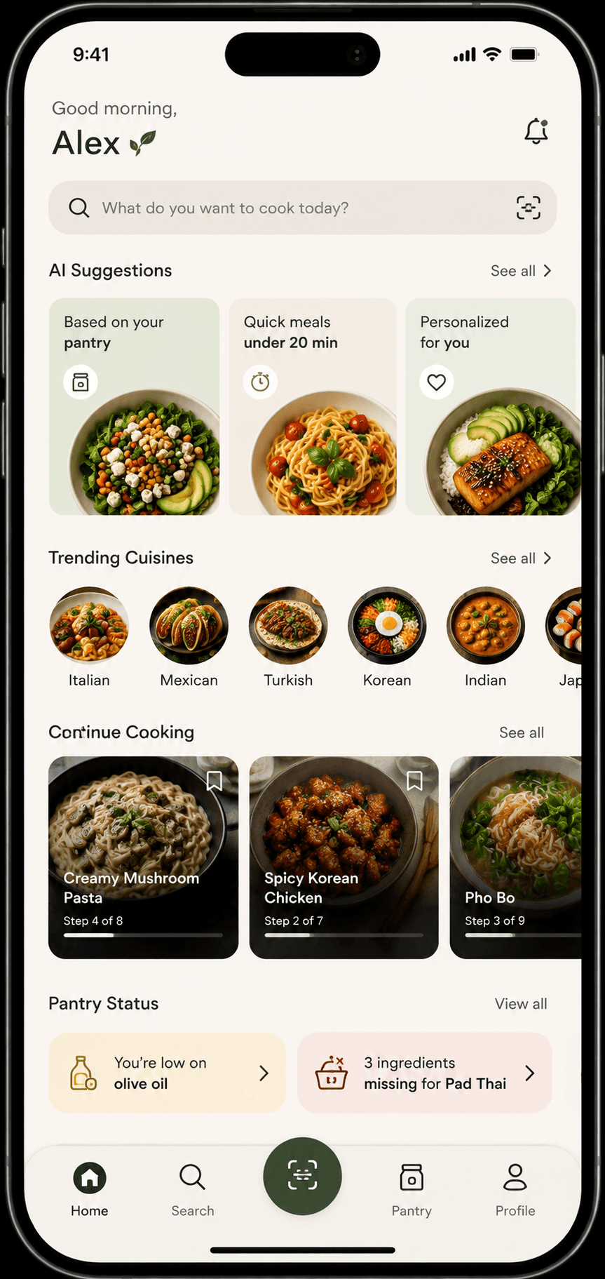 Ingredigo Home Dashboard